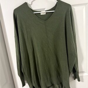 Elegant Olive V-Neck Sweater